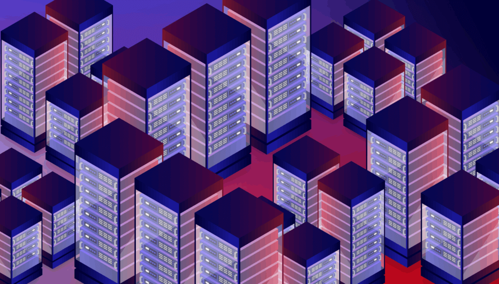 A decorative image showing servers. 
