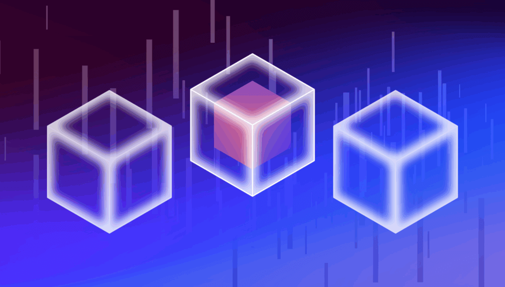 A decorative image showing several cubes on a gradient background.
