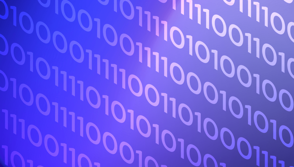 A decorative image showing a series of 0s and 1s. 