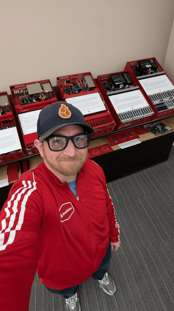 Yev at the Backblaze Storage Pod museum.