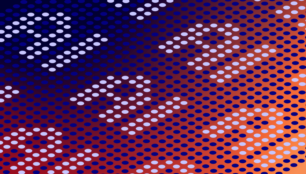 Abstract dotted pattern over a blue-to-orange gradient representing network telemetry and data movement across AI infrastructure.