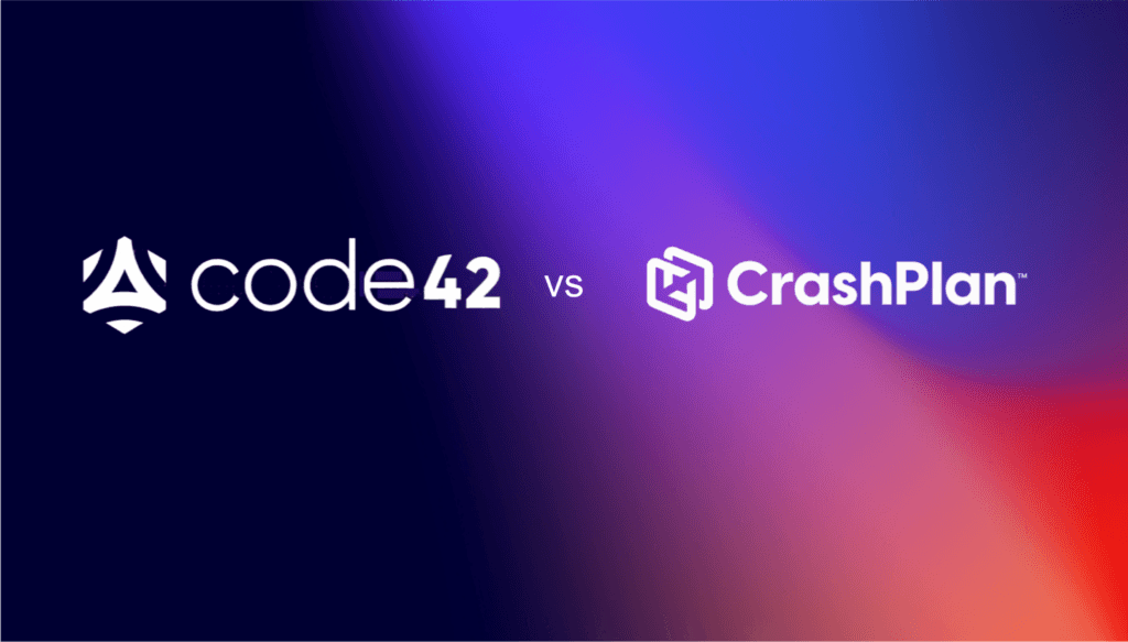 A gradient with logos for Code42 and Crashplan